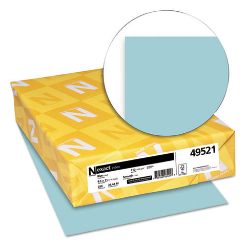 Exact Index Card Stock, 110 Lb, 8.5 X 11, Blue, 250-pack