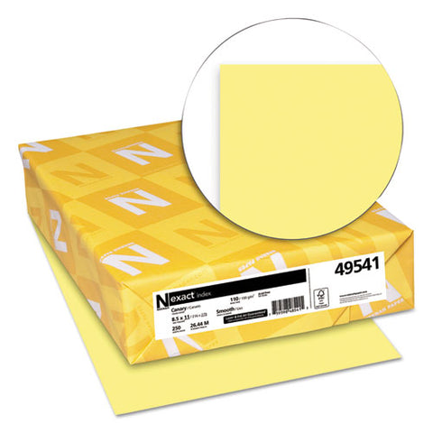 Exact Index Card Stock, 110 Lb, 8.5 X 11, Canary, 250-pack