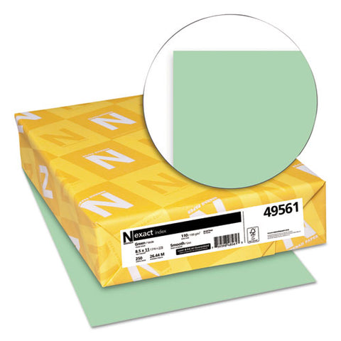 Exact Index Card Stock, 110 Lb, 8.5 X 11, Green, 250-pack