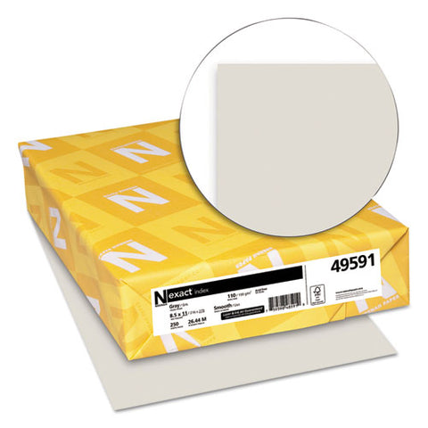 Exact Index Card Stock, 110 Lb, 8.5 X 11, Gray, 250-pack