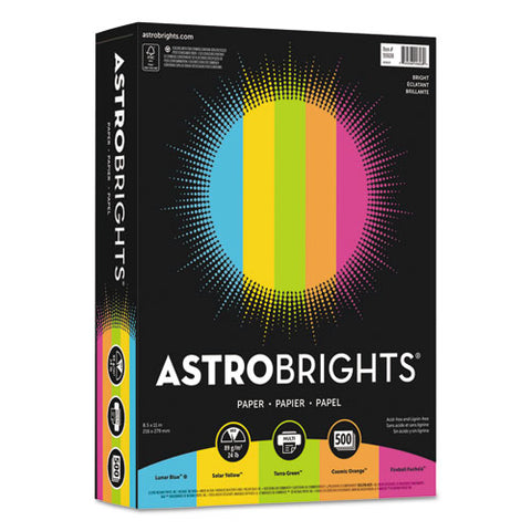 Color Paper -"bright" Assortment, 24lb, 8.5 X 11, Assorted Bright Colors, 500-ream