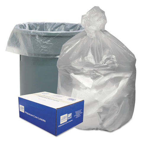 Waste Can Liners, 60 Gal, 12 Microns, 38" X 58", Natural, 200-carton