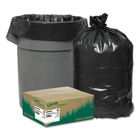 Linear Low Density Recycled Can Liners, 60 Gal, 2 Mil, 38" X 58", Black, 100-carton