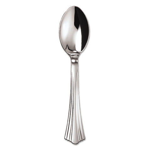 Heavyweight Plastic Spoons, Silver, 6 1-4", Reflections Design, 600-carton