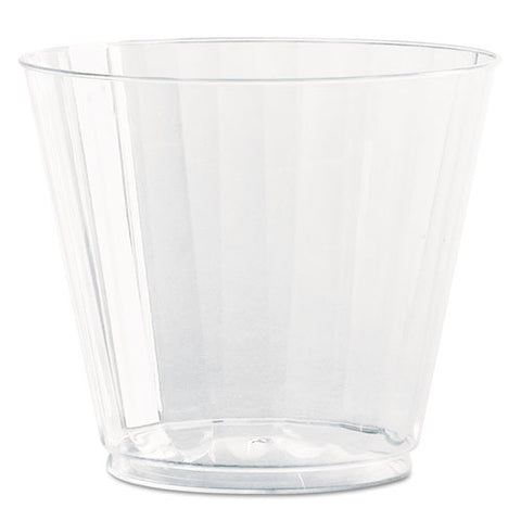 Classic Crystal Plastic Tumblers, 9 Oz., Clear, Fluted, Squat, 12-pack