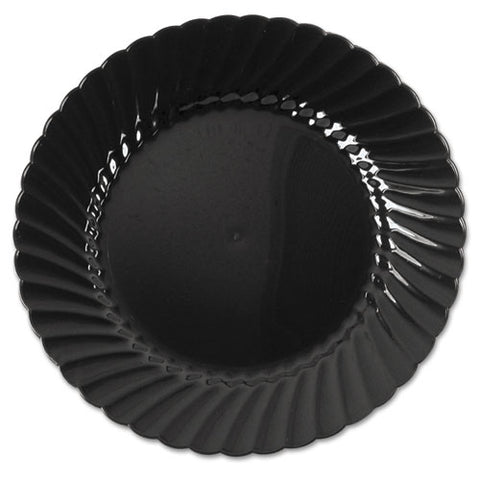 Classicware Plastic Plates, 6" Dia., Black, Round, 10 Plates-pack