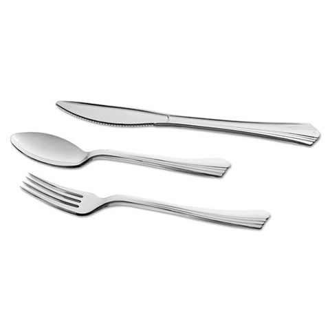 Reflections Heavyweight Plastic Utensils, Fork, Silver, 7", 40-pack
