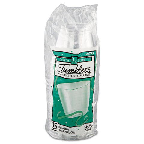 Comet Smooth Wall Tumblers, 9oz, Clear, Squat, 25-pack, 20 Packs-carton