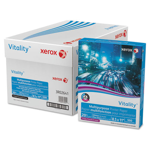 Vitality Multipurpose Print Paper, 92 Bright, 3-hole, 20 Lb, 8.5 X 11, 500 Sheets-ream, 10 Reams-carton