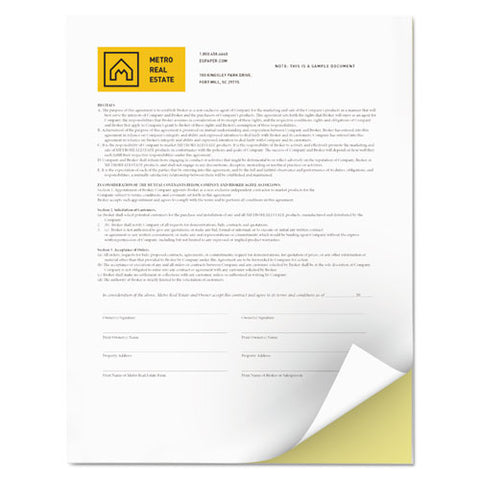 Vitality Multipurpose Carbonless 2-part Paper, 8.5 X 11, Canary-white, 5, 000-carton