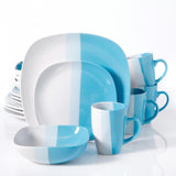 Surreal Hues 16-Piece Square Dinnerware Set- Blue