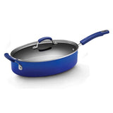 Rachael Ray 5Qt Porcelain Enamel II Nonstick Covered Oval Saute with Helper Handle- Blue