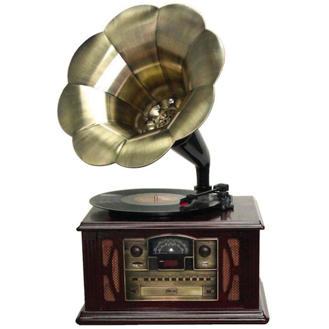 Back to the 50's Executive Antique Trumpet Horn Turntable/Phonograph