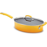 Rachael Ray Porcelain Enamel II Nonstick 5-Quart Covered Oval Saute with Handle- Yellow