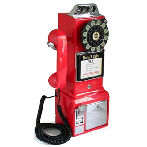 1950 Retro Classic Pay Phone Telephone- Red