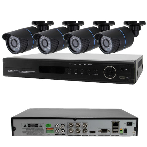 Avemia 960H 4-Channel Real Time Standalone DVR with 4 Nightvision Weather Proof Bullet Cameras