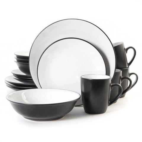 Vivendi 2 Tone 16pc Dinnerware Set Black/White