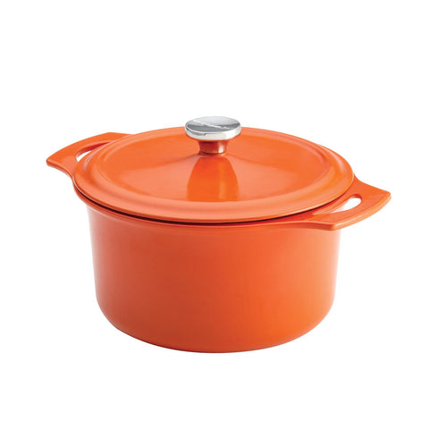 Rachael Ray Cast Iron, 5-Quart Round Covered Casserole-Orange