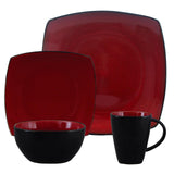 Soho Lounge Square 16-piece Dinnerware Set, Burgundy