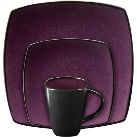 Gibson Soho Lounge Square 16-piece dinnerware set Purple