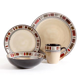Gibson Elite Cimarron Red 16 Piece Dinnerwaer Set, Cream
