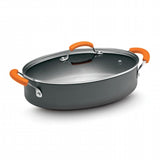 Rachael Ray Hard Anodized II 5-Quart Covered Oval Saute with Two Side Handles Orange