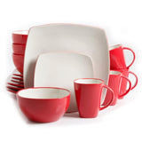 Soho Lounge 16-Piece Dinnerware Set White and Red