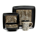 Gibson Mountain Zebra 16 pc Dinnerware set (Square)