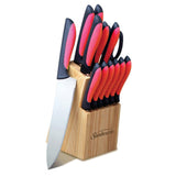 Sunbeam 14pc Durant Cutlery Set with Pine Wood-Red