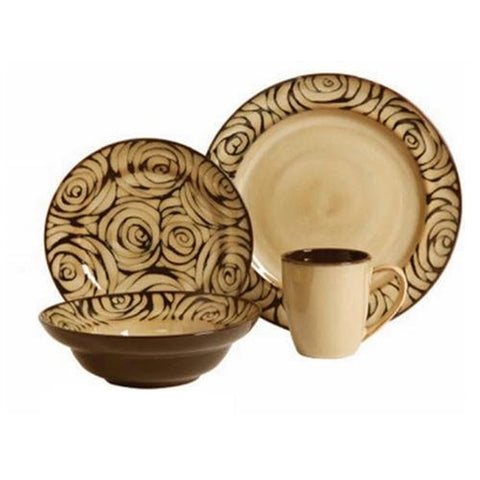 Bright Bella 16pc Dinnerware Set-Red and Cream Reactive Stoneware
