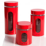Java Bar Set of 3 Glass Canister Set- Red