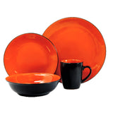 Vivendi 2 Tone 16pc Dinnerware Set Black/Orange