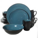 Vivendi 2 Tone 16pc Dinnerware Set Black/Turquoise