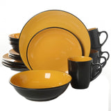 Vivendi 2 Tone 16pc Dinnerware Set Black/Yellow