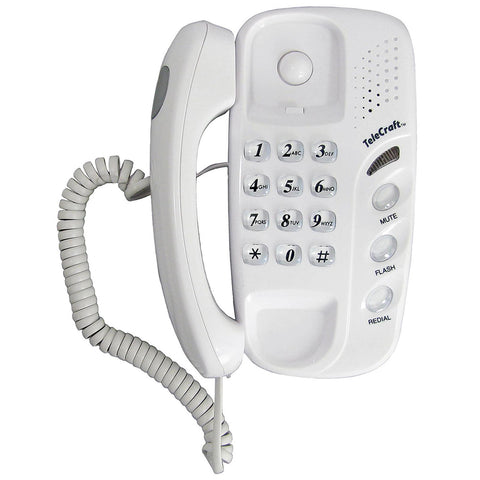 TeleCraft Wall Mountable Trim Phone- White
