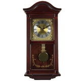 Bedford Clock Collection Mahogany Cherry Wood 22" Wall Clock with Pendulum and Chimes