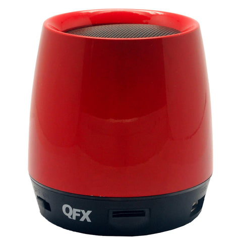 QFX Bluetooth Speaker with Microphone FM/USB/Micro-SD-Red