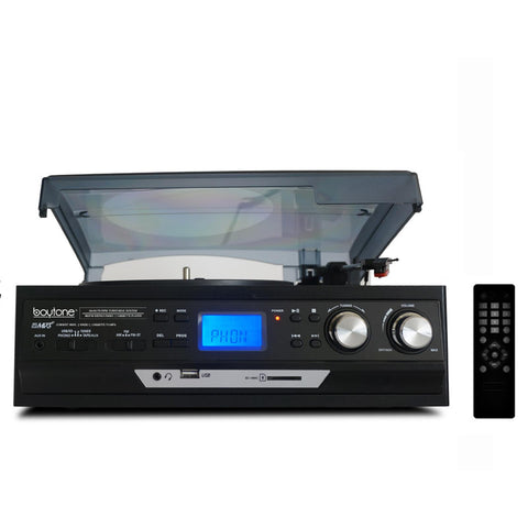 Boytone Multi RPM Turntable w/SD/AUX/USB/RCA/3.5mm Connectivity