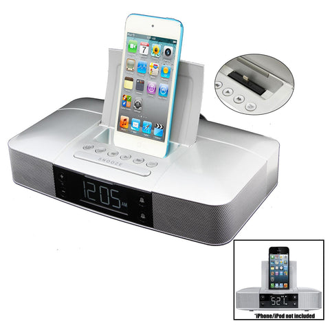 Capello Stereo FM Clock Alarm Radio with Lightning Dock for iPhone 5/5S and 6