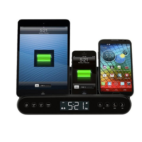 Capello Clock Radio and Universal Charging Stand - Black