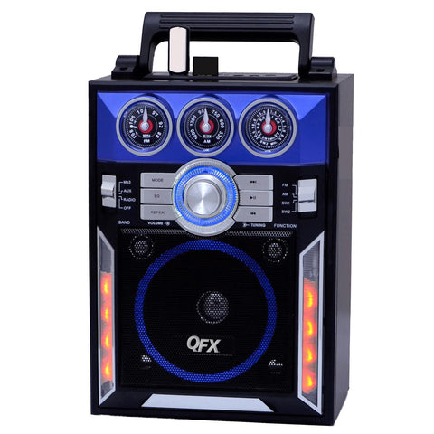 QFX Karaoke Multimedia Speaker withAM/ FM Radio- Blue