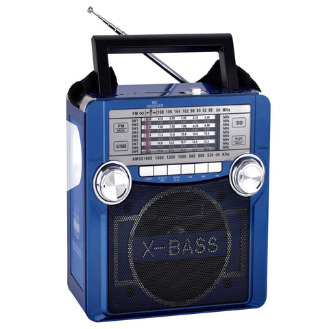 QFX Karaoke Multimedia Speaker withAM/ FM Radio- Blue