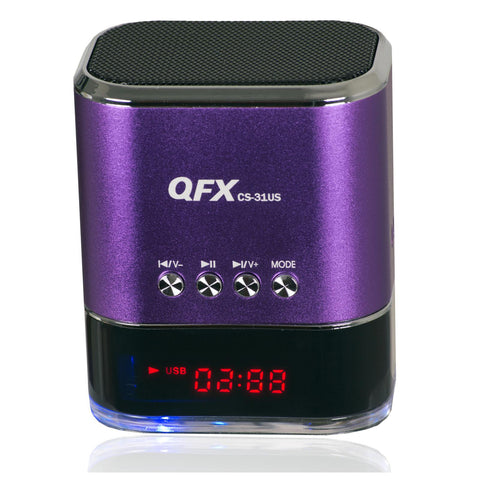 QFX Portable Multimedia Speaker With USB/MICRO SD Port and FM Radio-Purple
