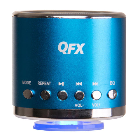 QFX Portable Multimedia Speaker with USB/MICRO SD Port and FM Radio-Blue