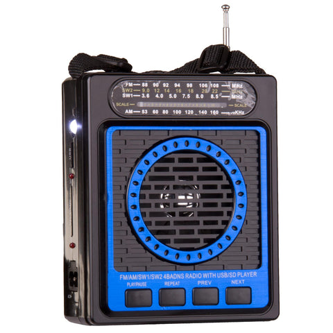 QFX Portable PA System with USB/SD and AM/FM/SW1-2 Radio-BLUE
