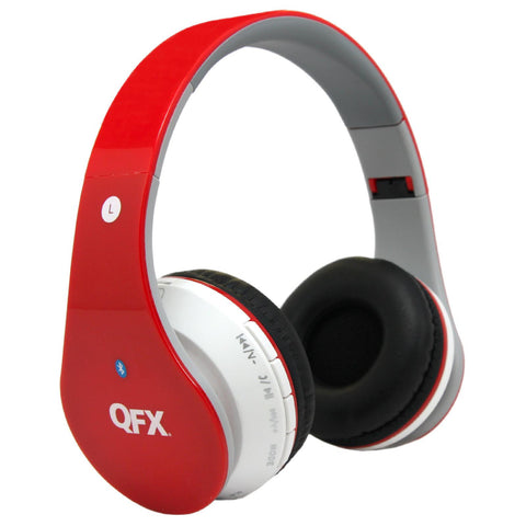 QFX Bluetooth Stereo Headphones-RED