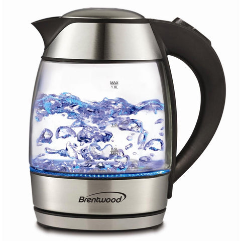 Brentwood 1.8L Tempered Glass Tea Kettle-Black