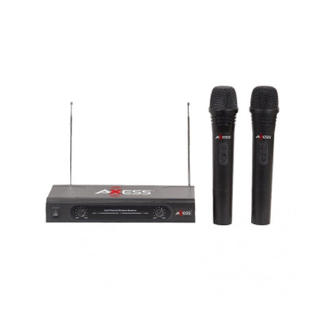 Axess Professional Dual Wireless Microphone Wireless FM Receiver ( (Extended Signal Range 150 ft.