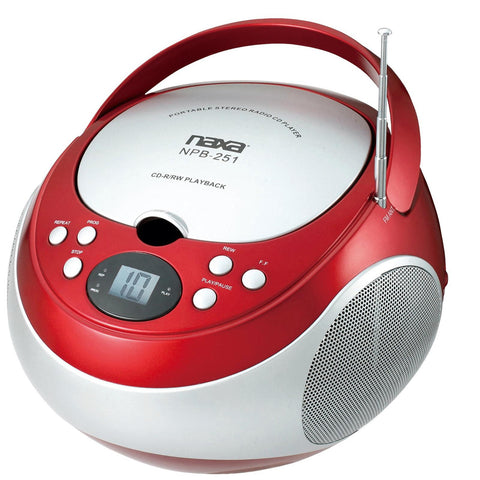 Naxa Portable CD Player with AM/FM Stereo Radio- Red