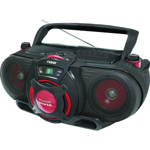 Naxa Portable MP3/CD AM/FM Stereo Radio Cassette Player/Recorder with Subwoofer and USB Input